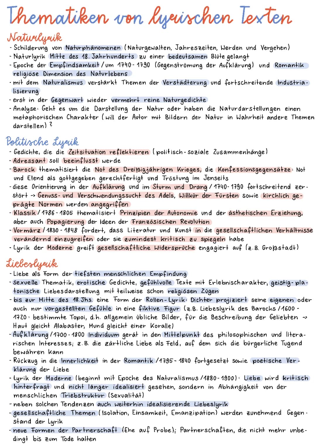 Thematiken der Lyrik