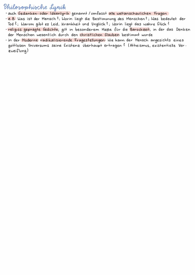 Thematiken von lyrischen Texten
Naturlyaik
- Schilderung von Naturphänomenen (Naturgewalten, Jahreszeiten, Werden und Vergehen)
- Naturlyrik