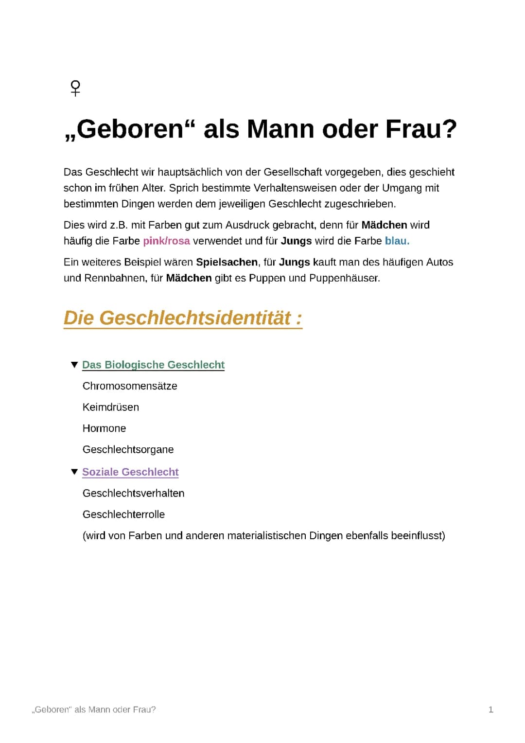Geschlechteridentiäten 