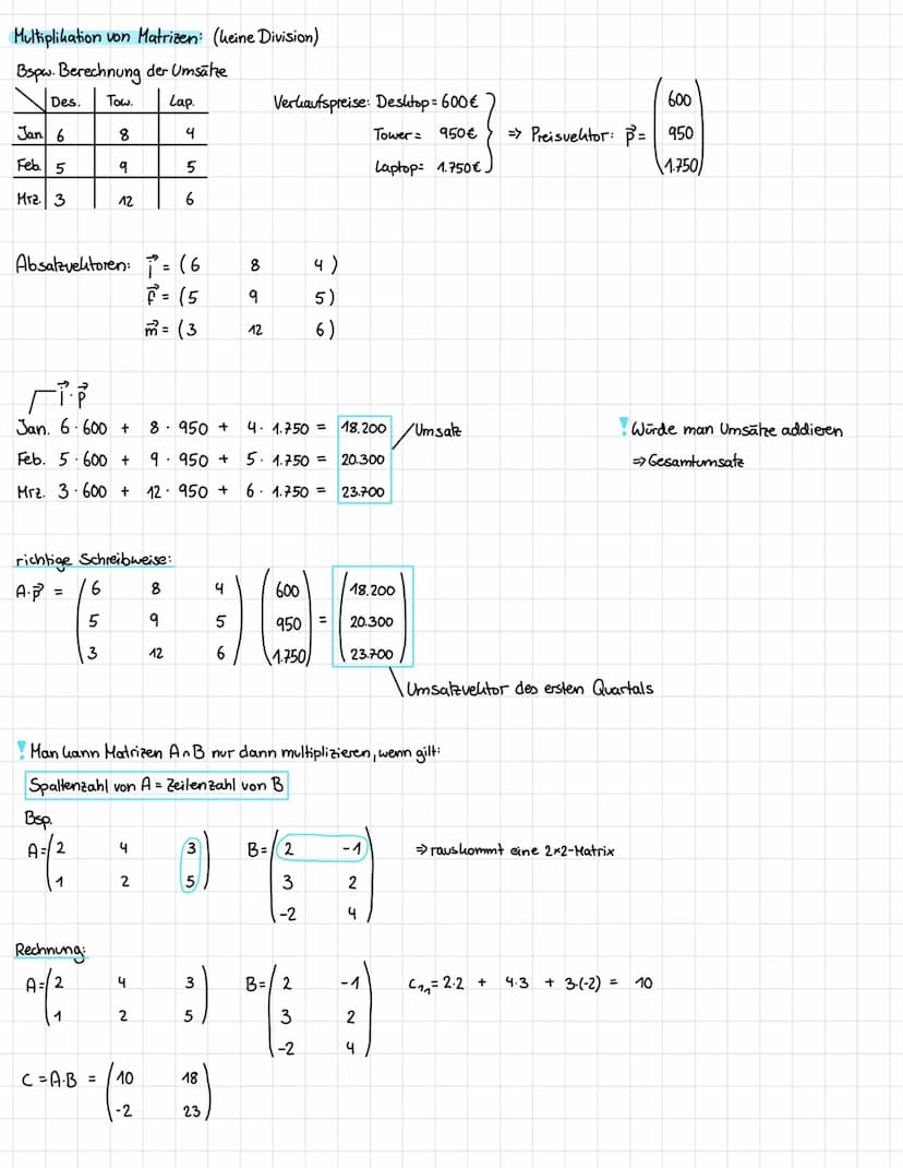 Matheklausur 153 Lineare Algebra:
Definition einer Matrix:
eine sog. (m,n)-Matrix besteht aus m Zeilen und n Spalten
ein Element wird durch 