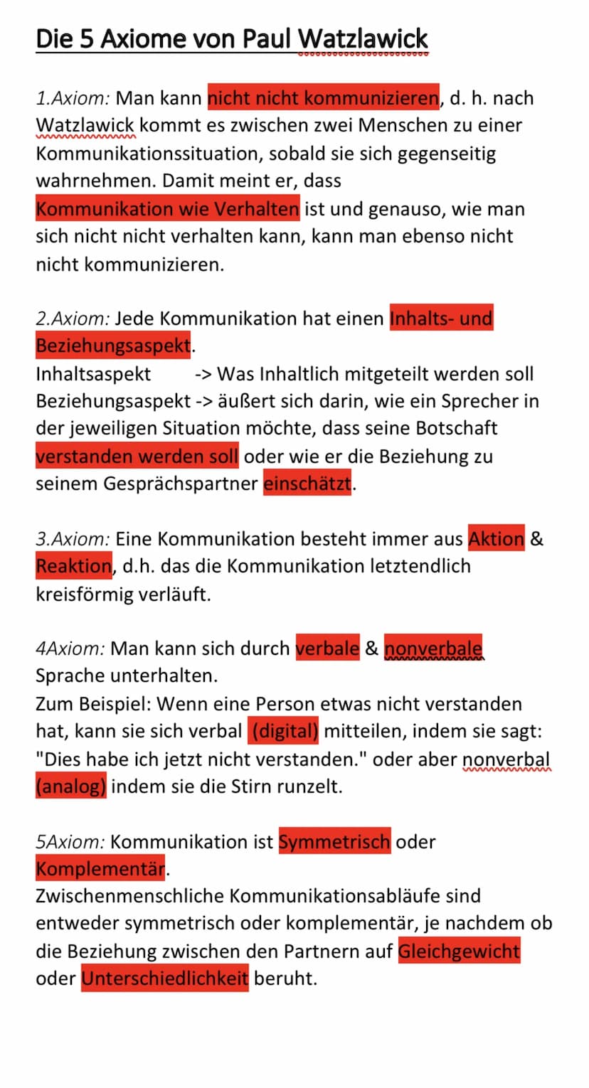 Die 5 Axiome von Paul Watzlawick
0000000
1.Axiom: Man kann nicht nicht kommunizieren, d. h. nach
Watzlawick kommt es zwischen zwei Menschen 