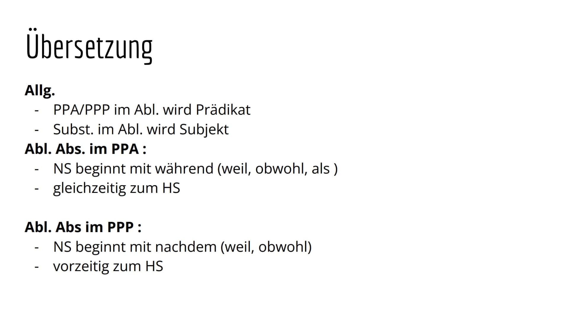 Abl. Abs Gliederung
Definition
Konstruktion
Abl. Abs im PPA
Abl. Abs im PPP
Übersetzung
Übungsaufgaben
Quellen Definiton
Partizipialkonstruk