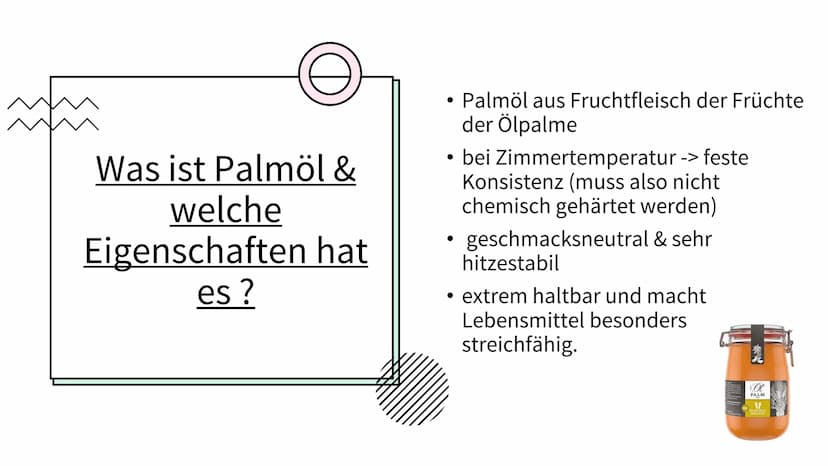 PALMÖL
EINER DER
WICHTIGSTEN
ROHSTOFFE DER WELT Gliederung:
• Was ist Palmöl & welche
Eigenschaften hat es ?
• Gewinnung des Öls
Für was bra