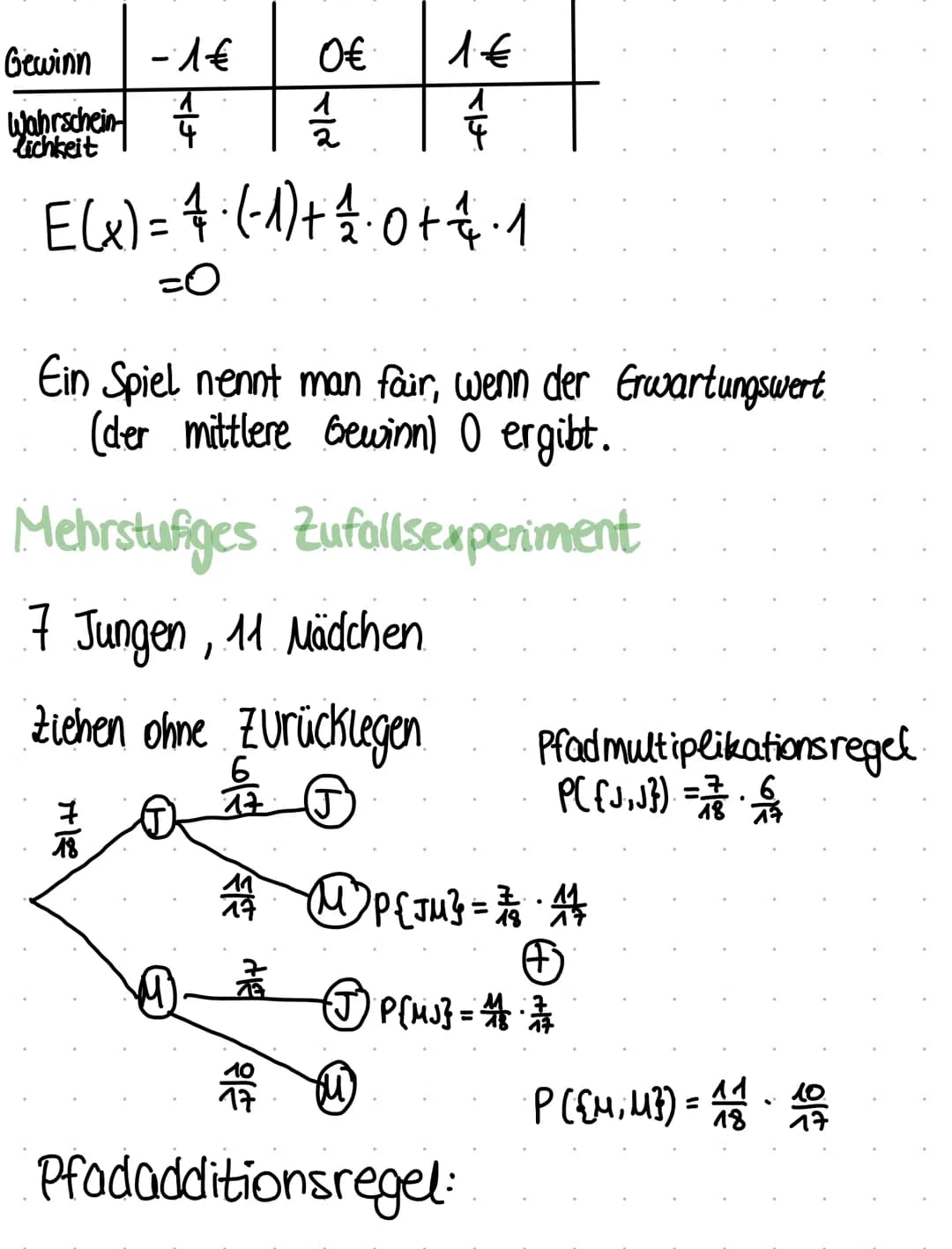 Zufallsexperiment
Ein Zufallsexperiment ist ein Experiment mit zufälligen
Ausgang.
Man nennt es ein Laplace-Experiment, wenn alle
Ausgänge g