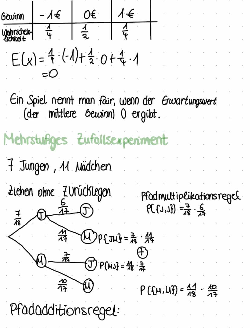 Zufallsexperiment
Ein Zufallsexperiment ist ein Experiment mit zufälligen
Ausgang.
Man nennt es ein Laplace-Experiment, wenn alle
Ausgänge g