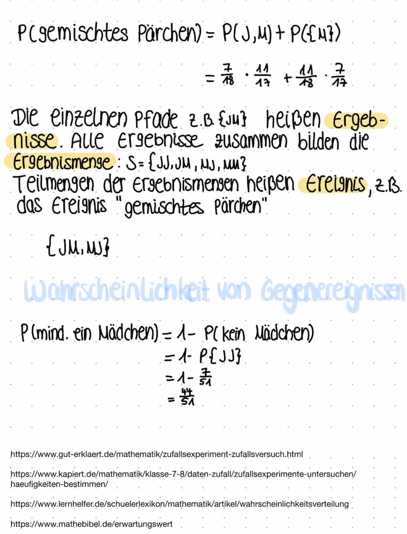 Zufallsexperiment
Ein Zufallsexperiment ist ein Experiment mit zufälligen
Ausgang.
Man nennt es ein Laplace-Experiment, wenn alle
Ausgänge g