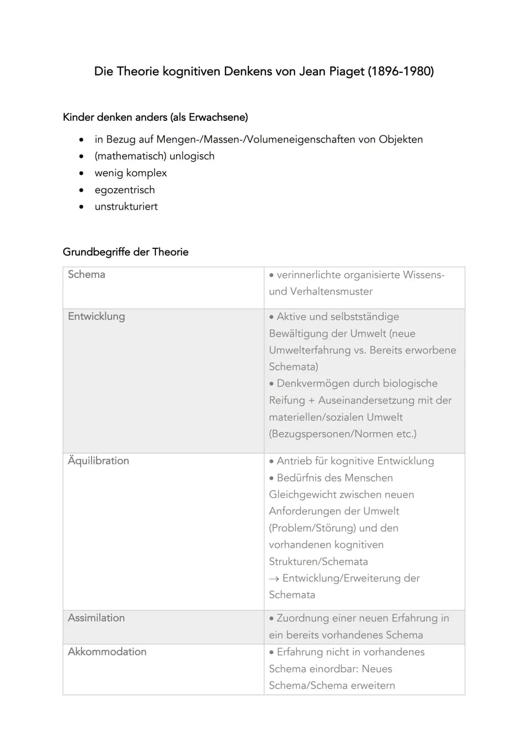 Kinder denken anders (als Erwachsene)
in Bezug auf Mengen-/Massen-/Volumeneigenschaften von Objekten
(mathematisch) unlogisch
●
Die Theorie 