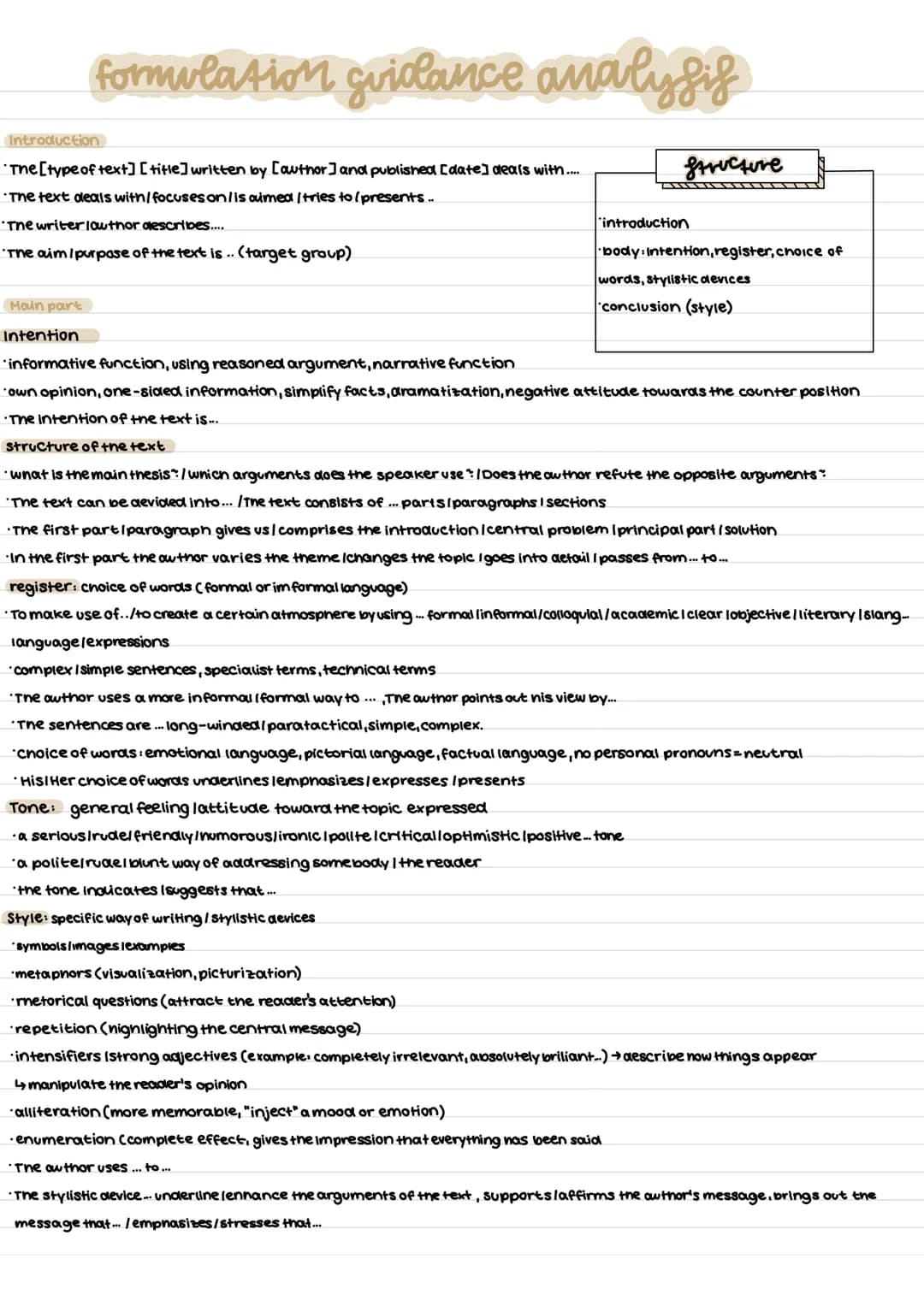 formulation guidance analysis
Introduction
*The [type of text] [title] written by [author] and published [date] deals with.....
•The text de