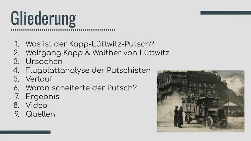 1111 falt!
Kapp-Lüttwitz-Putsch
Wer weiter geht
wird erschossen
„Der Kapp-Lüttwitz-Putsch hat die Lage der Weimarer
Republik nur verschlecht