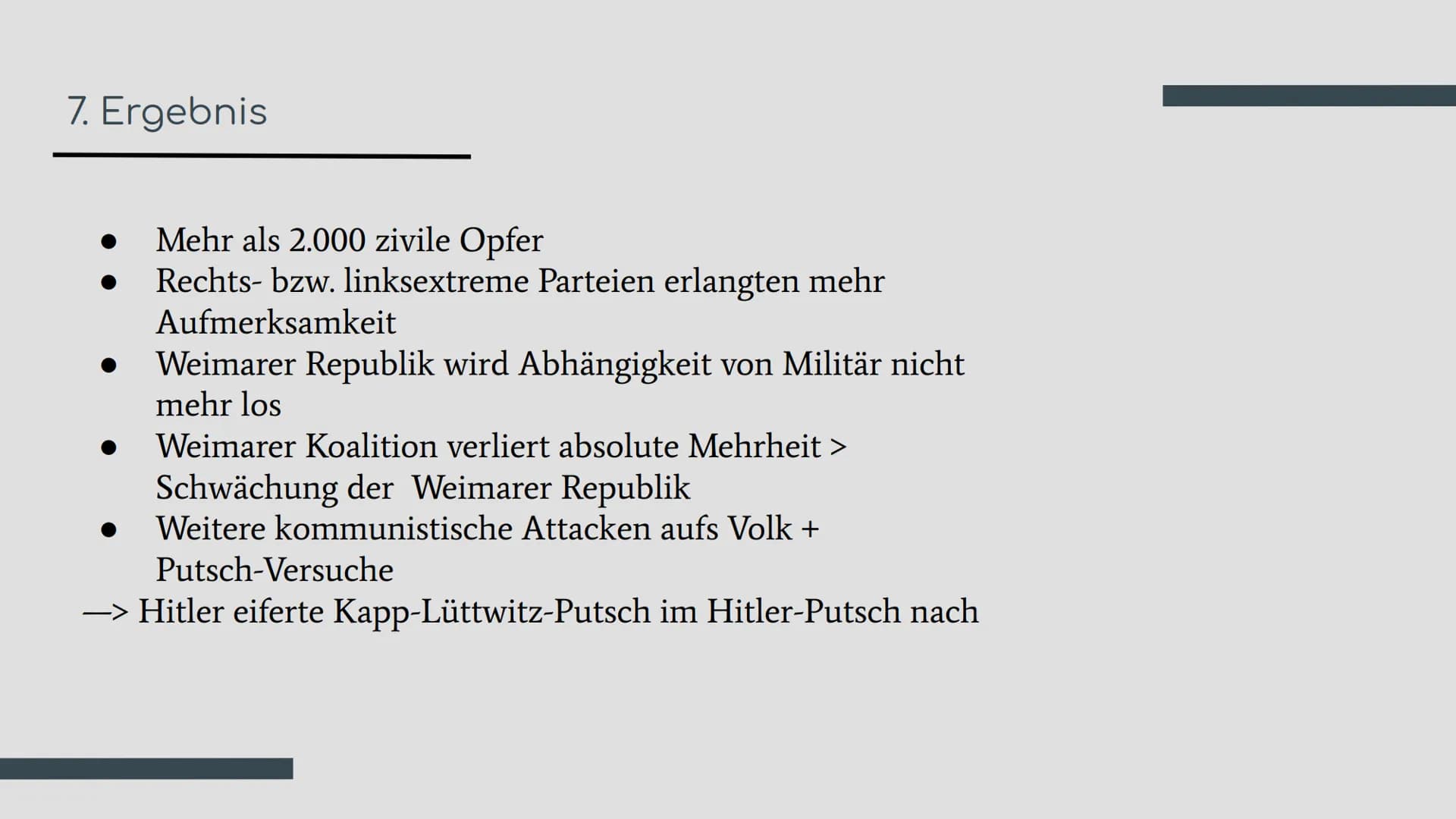 1111 falt!
Kapp-Lüttwitz-Putsch
Wer weiter geht
wird erschossen
„Der Kapp-Lüttwitz-Putsch hat die Lage der Weimarer
Republik nur verschlecht