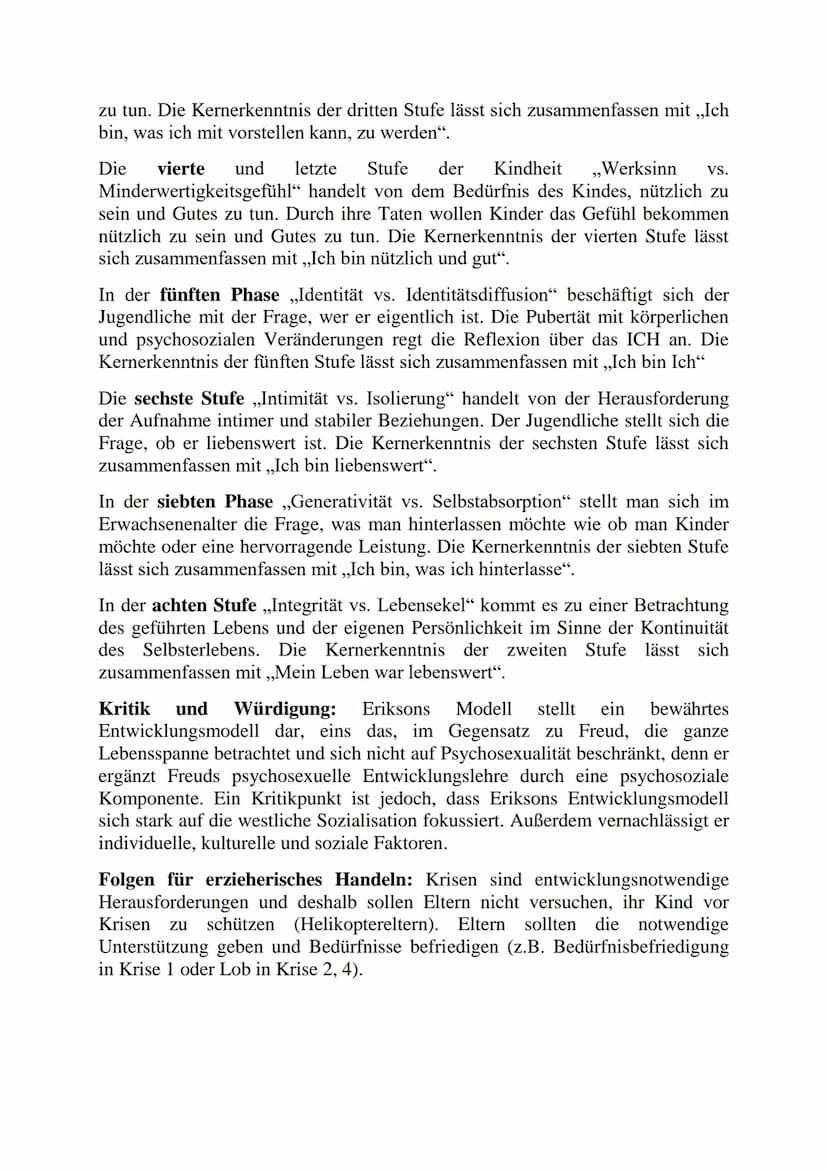 Erikson psychosoziales Entwicklungsmodell
Zu Beginn des letzten Jahrhunderts stellte der in Deutschland geborene und in
die USA emigrierte P