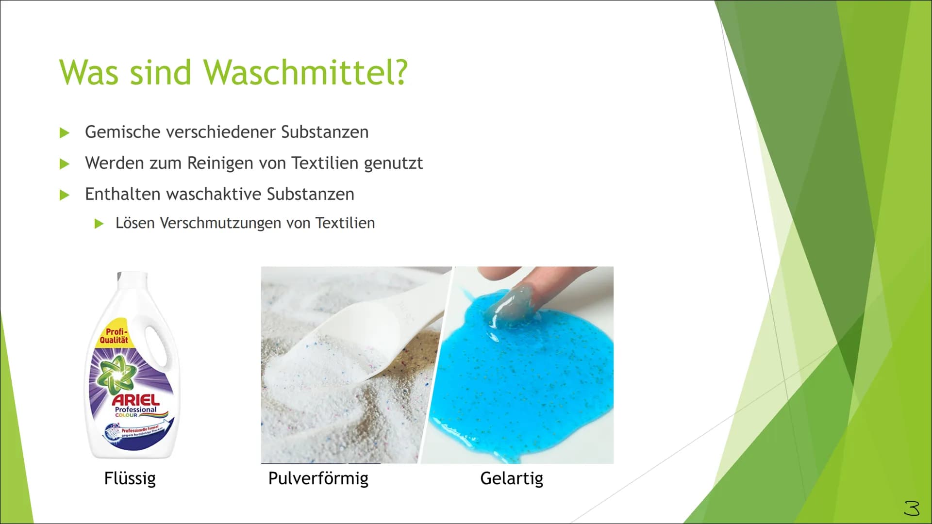 Tenside am Beispiel eines
modernen
Waschmittels
Chemie Q4, Jenny Krick, 04.03.2021
1 Inhaltsverzeichnis
Was sind Waschmittel überhaupt?
Gesc