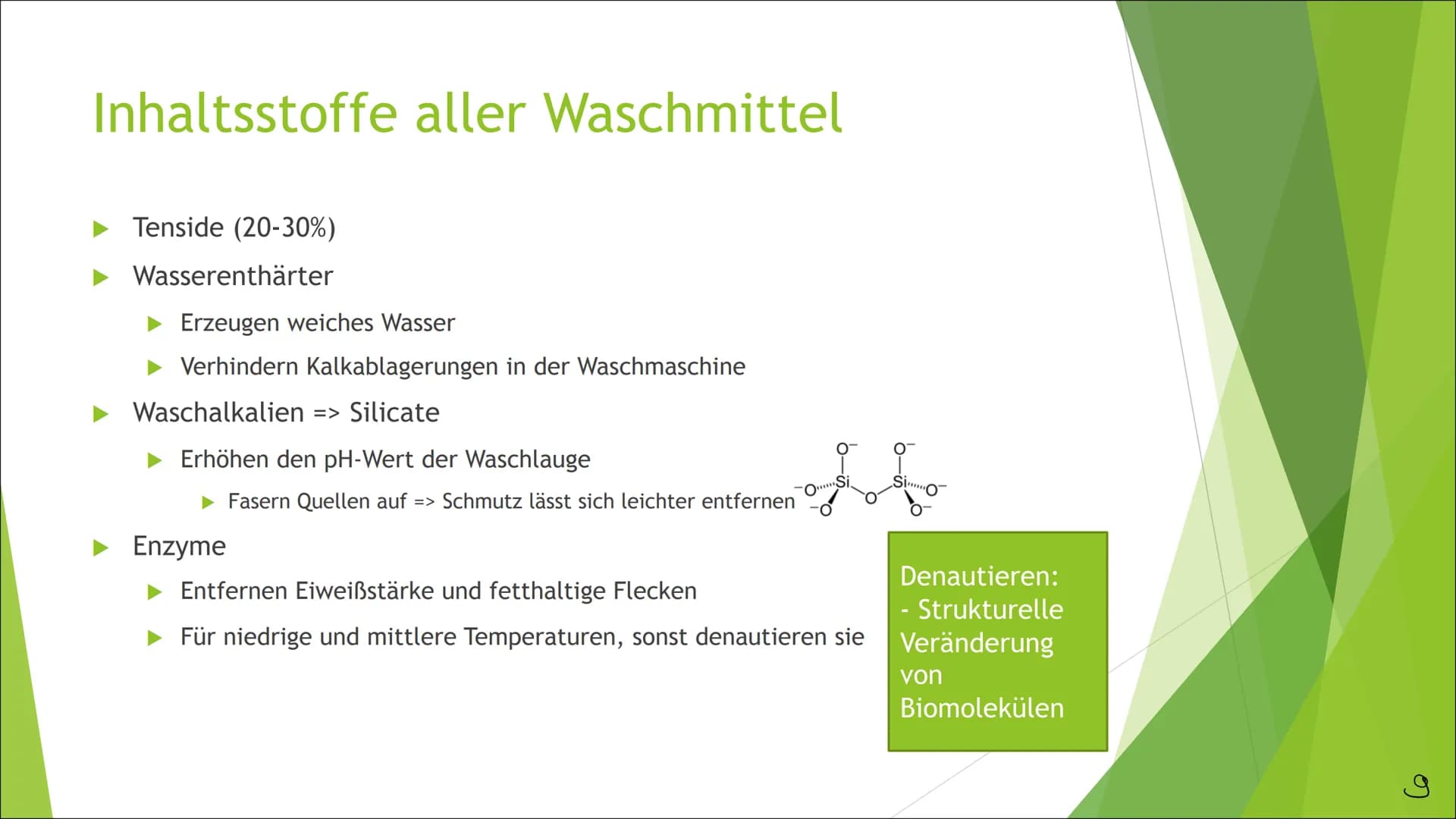 Tenside am Beispiel eines
modernen
Waschmittels
Chemie Q4, Jenny Krick, 04.03.2021
1 Inhaltsverzeichnis
Was sind Waschmittel überhaupt?
Gesc