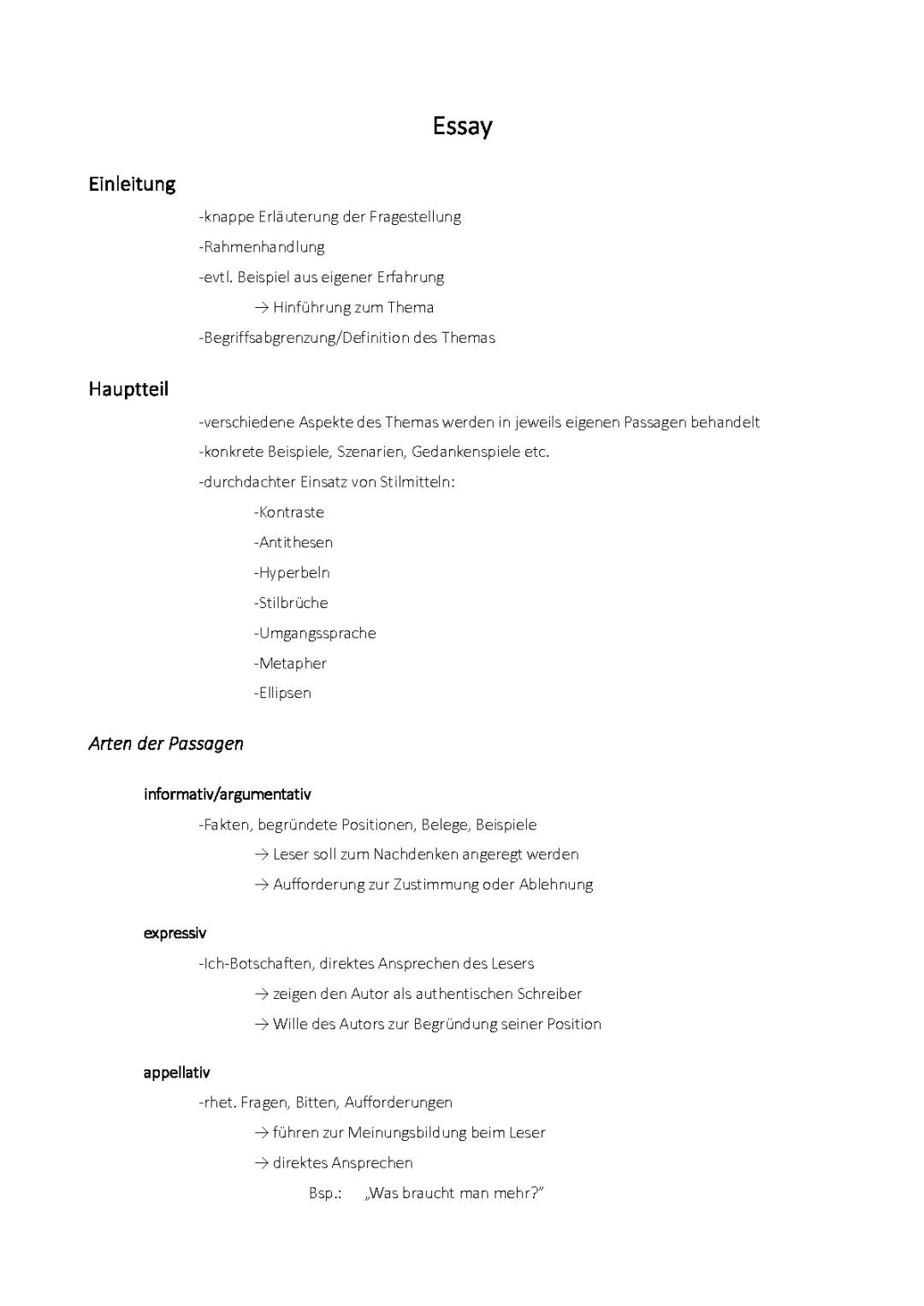 Essay Aufbau 