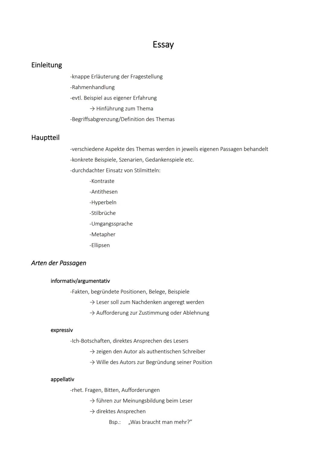 Einleitung
Hauptteil
-knappe Erläuterung der Fragestellung
-Rahmenhandlung
-evtl. Beispiel aus eigener Erfahrung
→ Hinführung zum Thema
-Beg