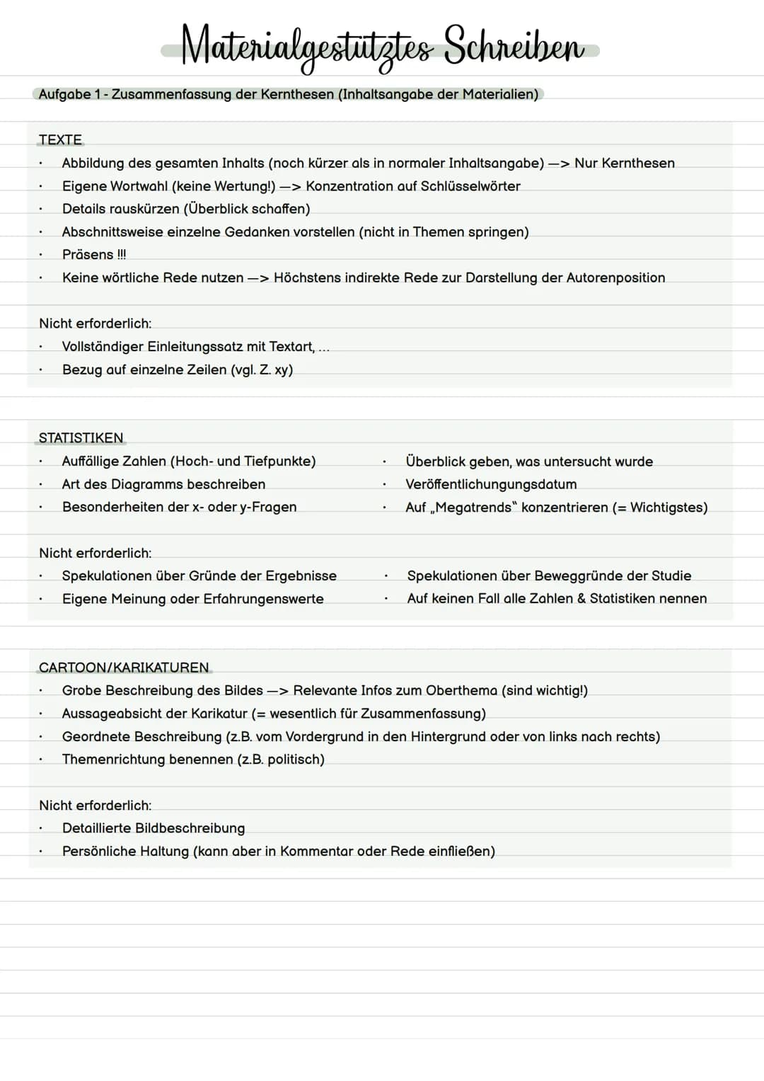 Materialgestutztes Schreiben Materialgestütztes Schreiben
Aufgabe 1- Zusammenfassung der Kernthesen (Inhaltsangabe der Materialien)
TEXTE
Ab
