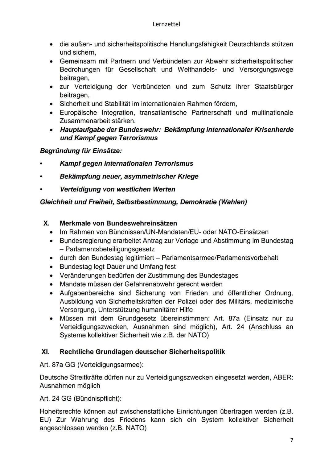 Politik - Vorabiturklausur, LK
Friedensicherung als nationale und internationale Herausforderung:
Internationaler Terrorismus/Außen- und Sic