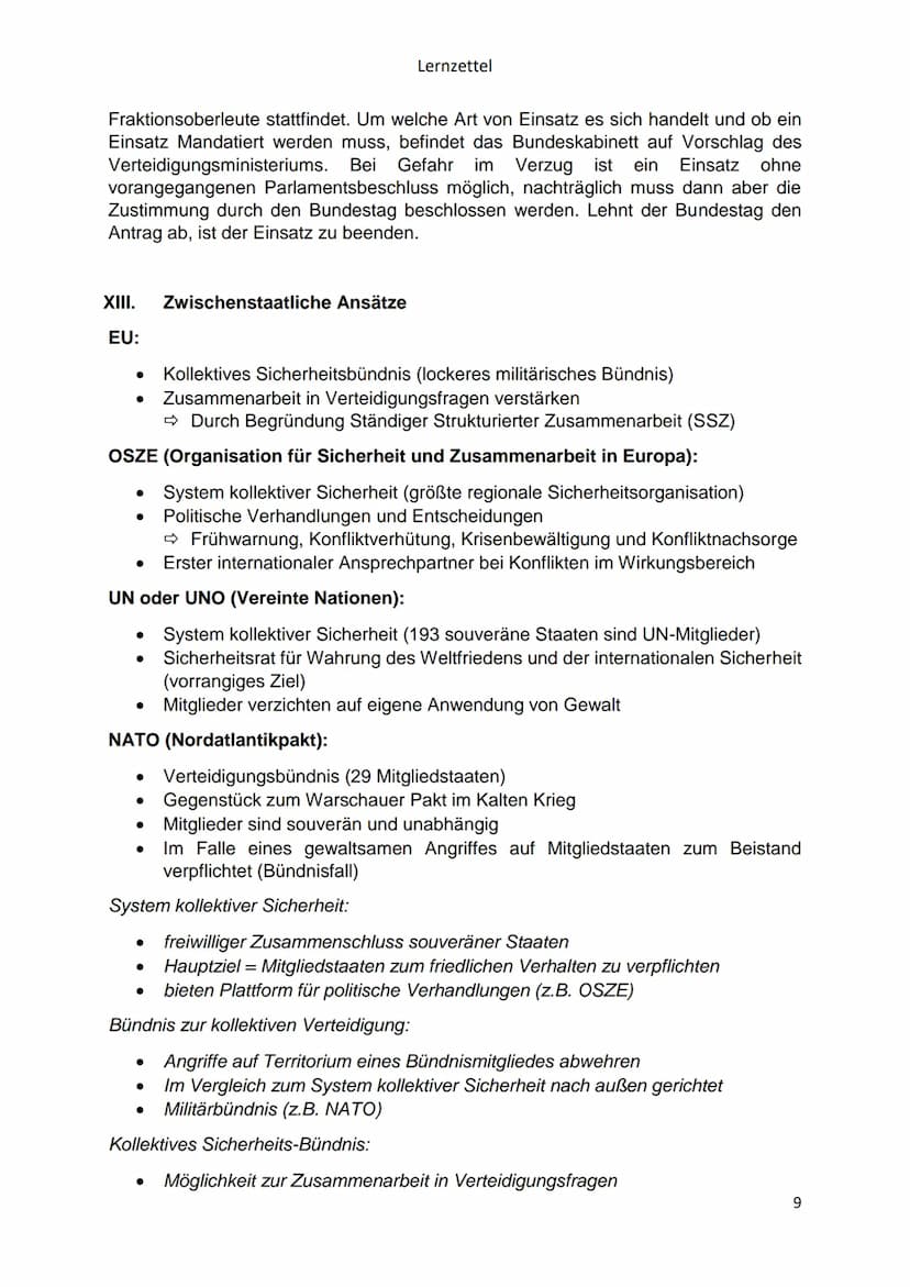 Politik - Vorabiturklausur, LK
Friedensicherung als nationale und internationale Herausforderung:
Internationaler Terrorismus/Außen- und Sic