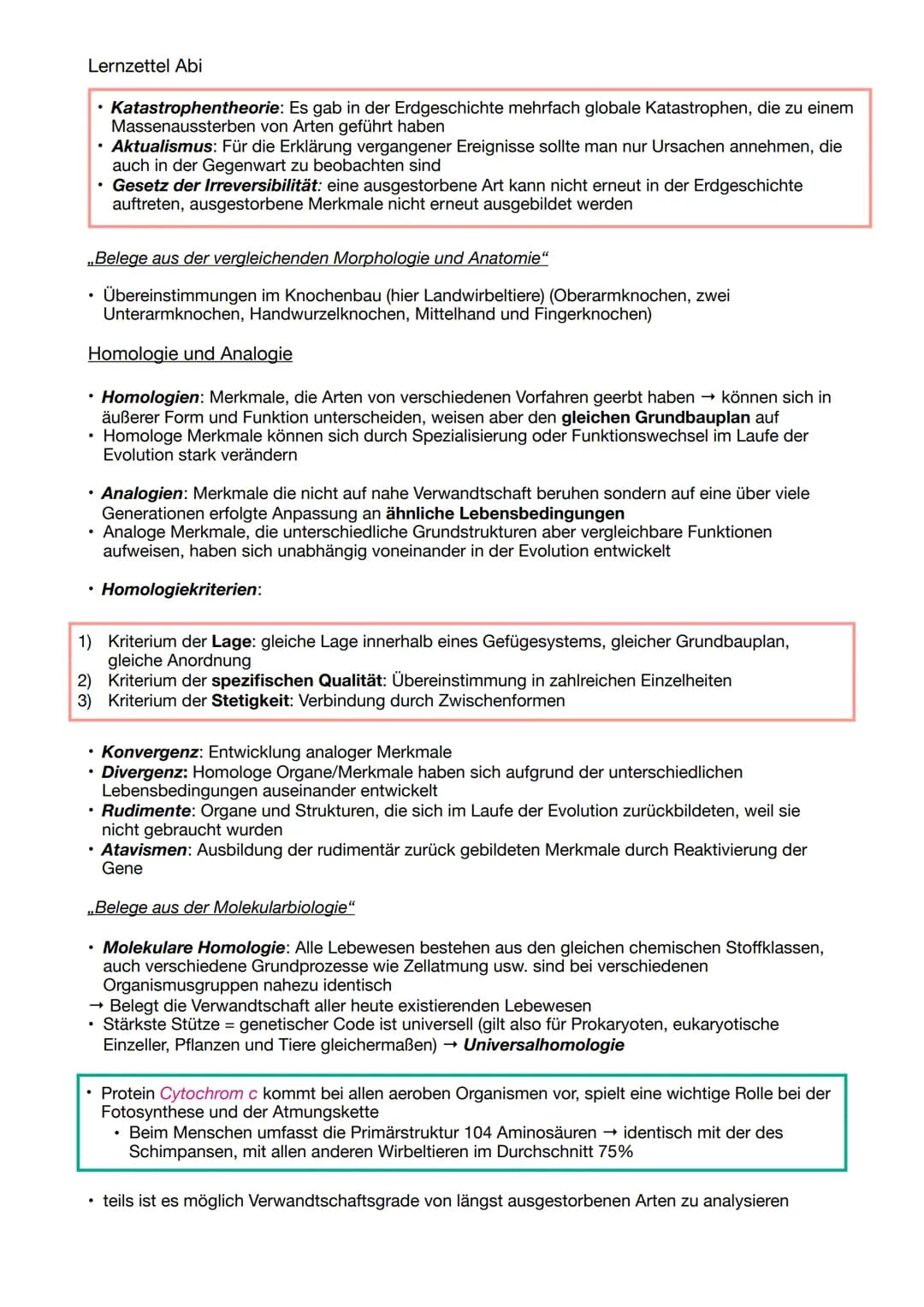 Lernzettel Abi
Darwin
EVOLUTION
Evolutionstheorien
• Reproduktion : Überproduktion von Nachkommen
• Variation: Individuen einer Art untersch