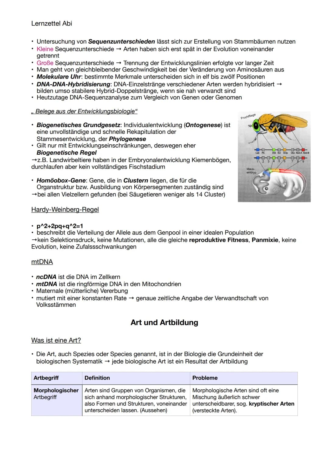 Lernzettel Abi
Darwin
EVOLUTION
Evolutionstheorien
• Reproduktion : Überproduktion von Nachkommen
• Variation: Individuen einer Art untersch
