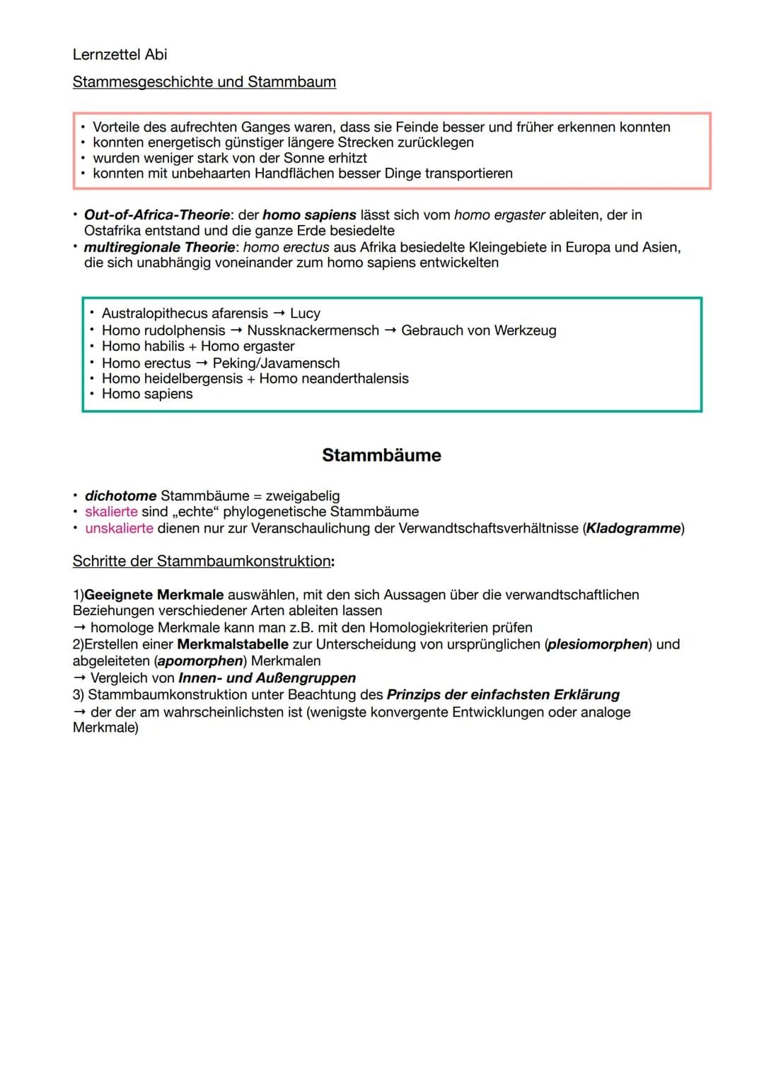 Lernzettel Abi
Darwin
EVOLUTION
Evolutionstheorien
• Reproduktion : Überproduktion von Nachkommen
• Variation: Individuen einer Art untersch