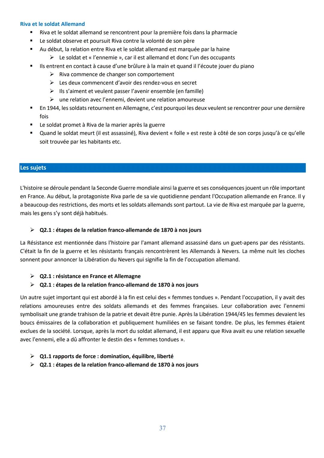 Themenfelder:
Q1.1 Les rapports humains (Menschliche Beziehungen)
Les conceptions de la famille (Familienkonzepte)
Les rapports homme-femme 