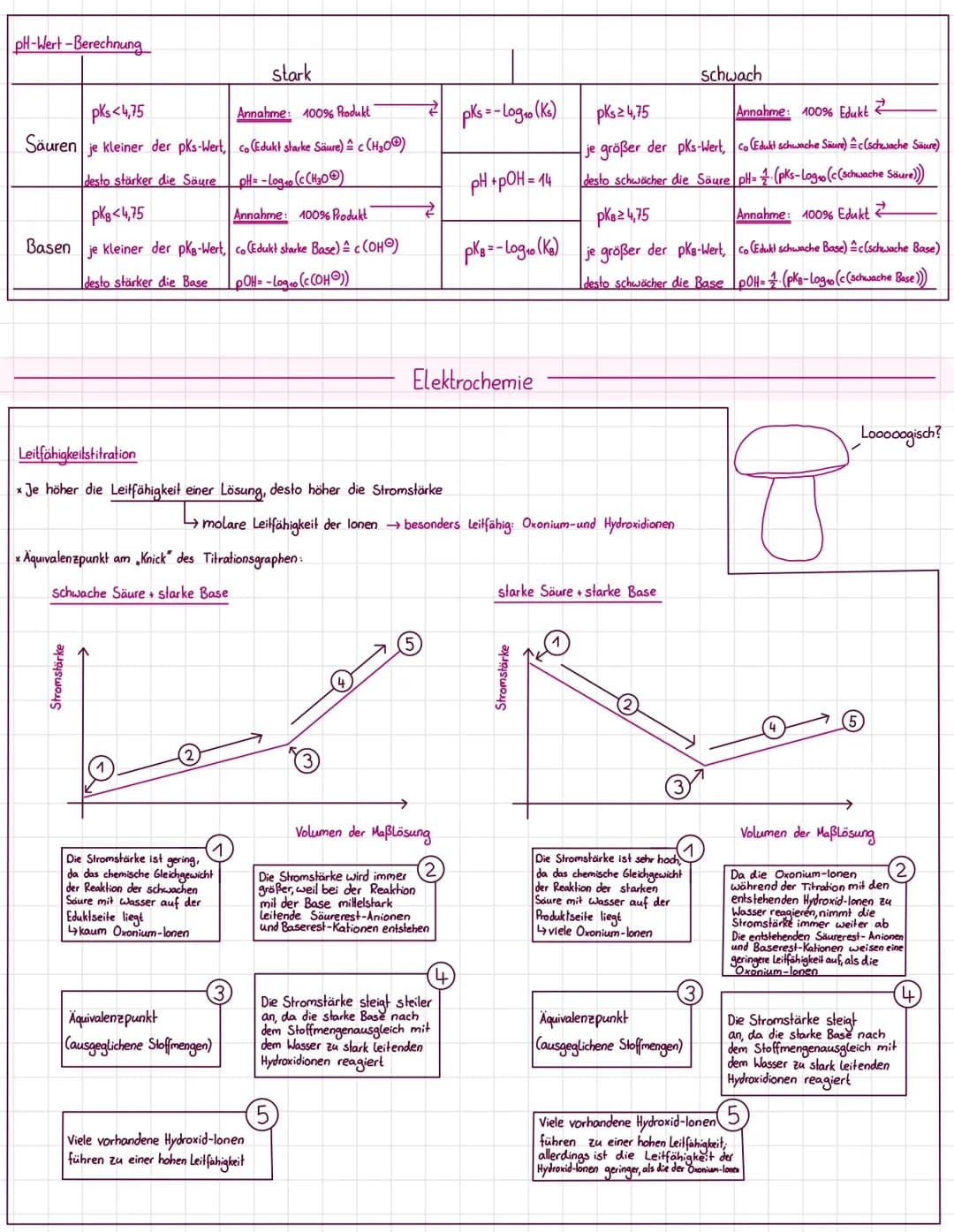 Chemieklausur - Säuren und Basen + Elektrochemie
Säuren und Basen
x Definitionen
x Titration
x Prololysestufen
x pH-Wert-Berechnung x Redoxr