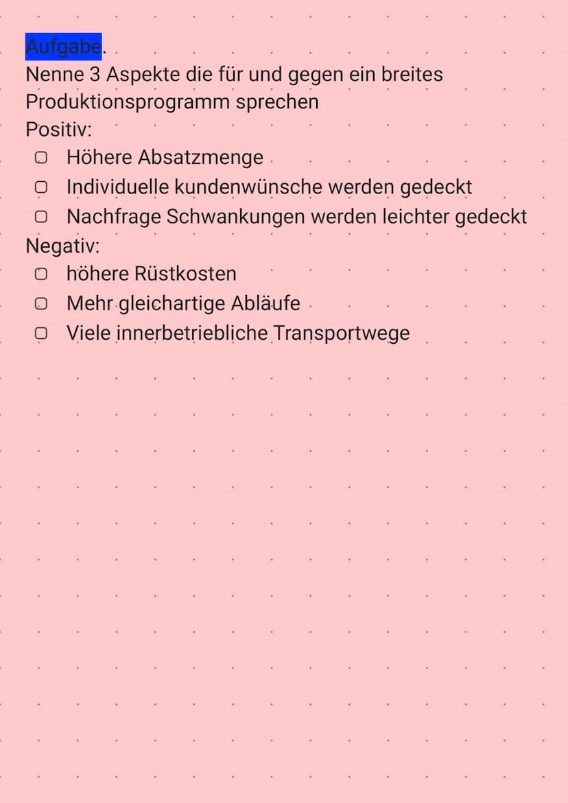 Planung des Produktionsprogramms
Im Produktionsprogramm sind Art und Menge der Produkte
festgelegt, die ein Unternehmen anbietet.
Die Gestal