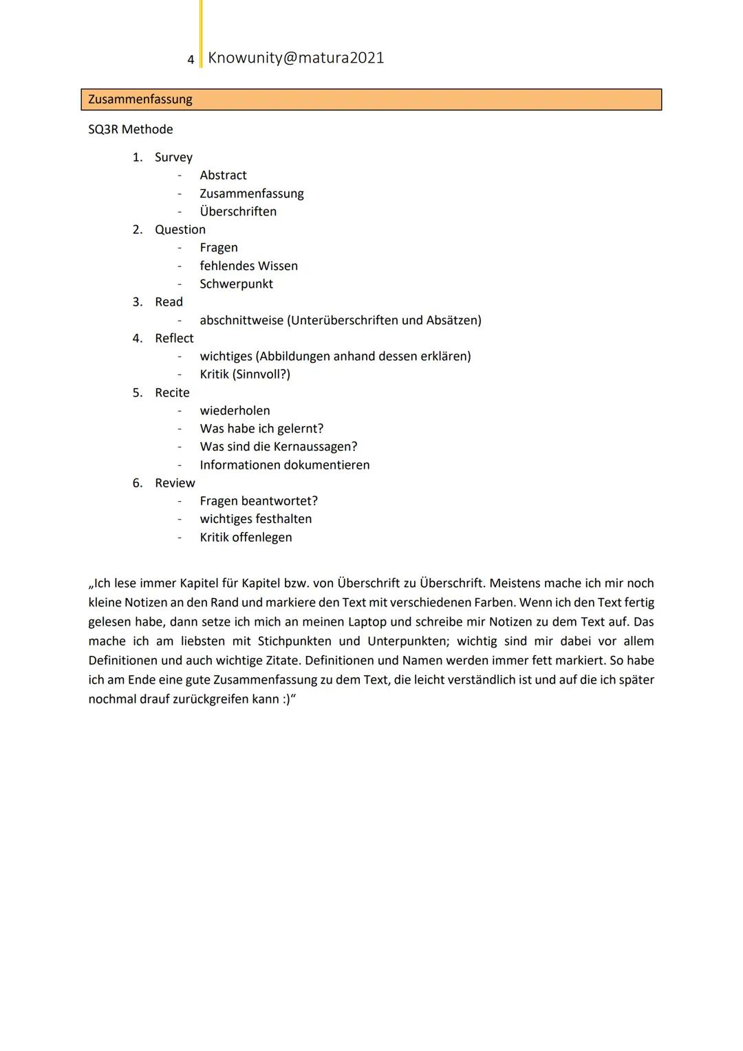 1 Knowunity@matura2021
Zusammenfassung und Notizen aus dem Video ,,Wissenschaftliche Arbeiten
schreiben // Vorgehensweise & Tipps" von Rebec