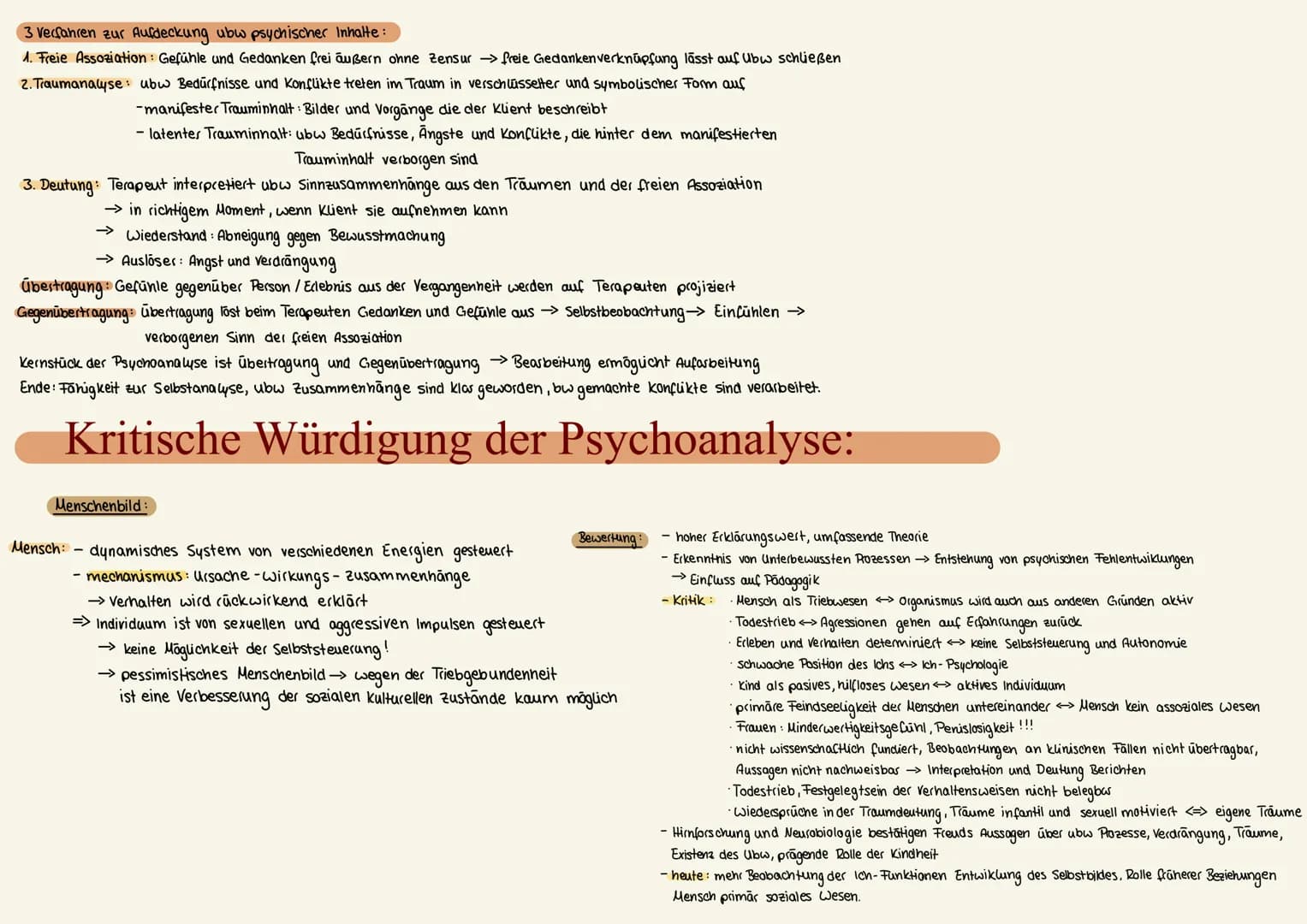 Das Unbewusste & Vorbewusste:
Das Bewusste: Gedanken, Gefühle, wünsche
Das Vorbewusste: Bewusstseins fähige Vorgänge, können
voll zugänglich