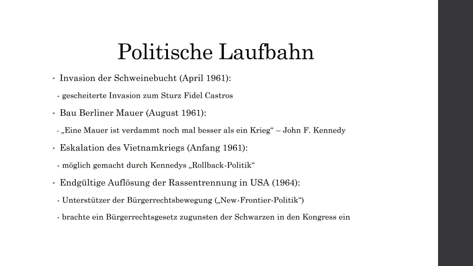 John F. Kennedy und
die Kubakrise
War sein Titel als Friedensbringer berechtigt?
Daniel Traub
GFS Geschichte ●
●
•●
John F. Kennedy - noch h