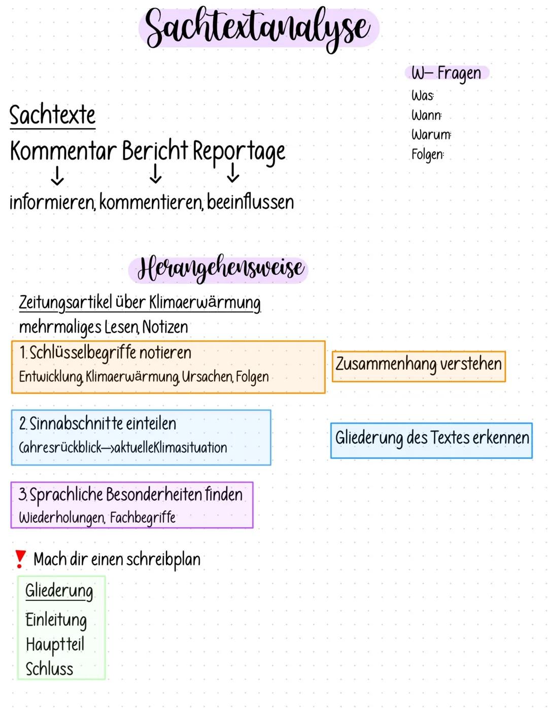 Hauptteil
1. sprachliche Gestaltung
2Autorintation
sprachliche Gestaltung
•Stilmittel finden
•nicht nur auflisten
Zusammenhang zu
Inhalt und