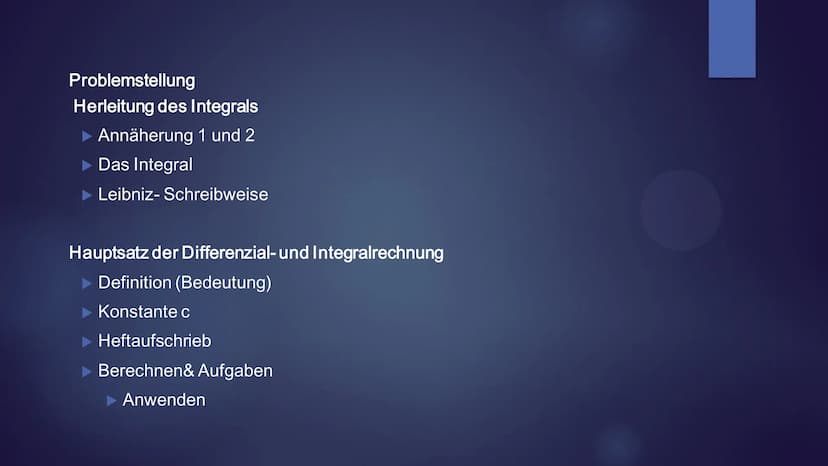 a
f(x)
S
bx
HIL
EIBNIZ
BUTTERKEKS
Hauptsatz der Differenzial- und
Integralrechnung Gliederung
Problemstellung
Herleitung des Integrals
Annäh
