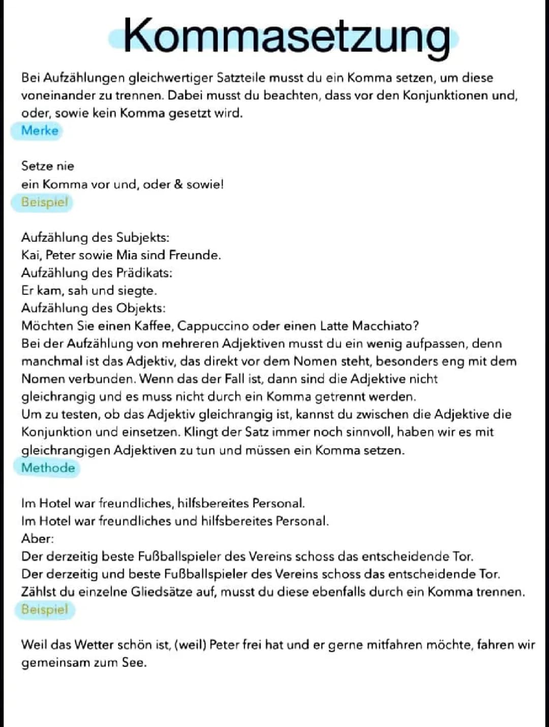 Kommasetzung 