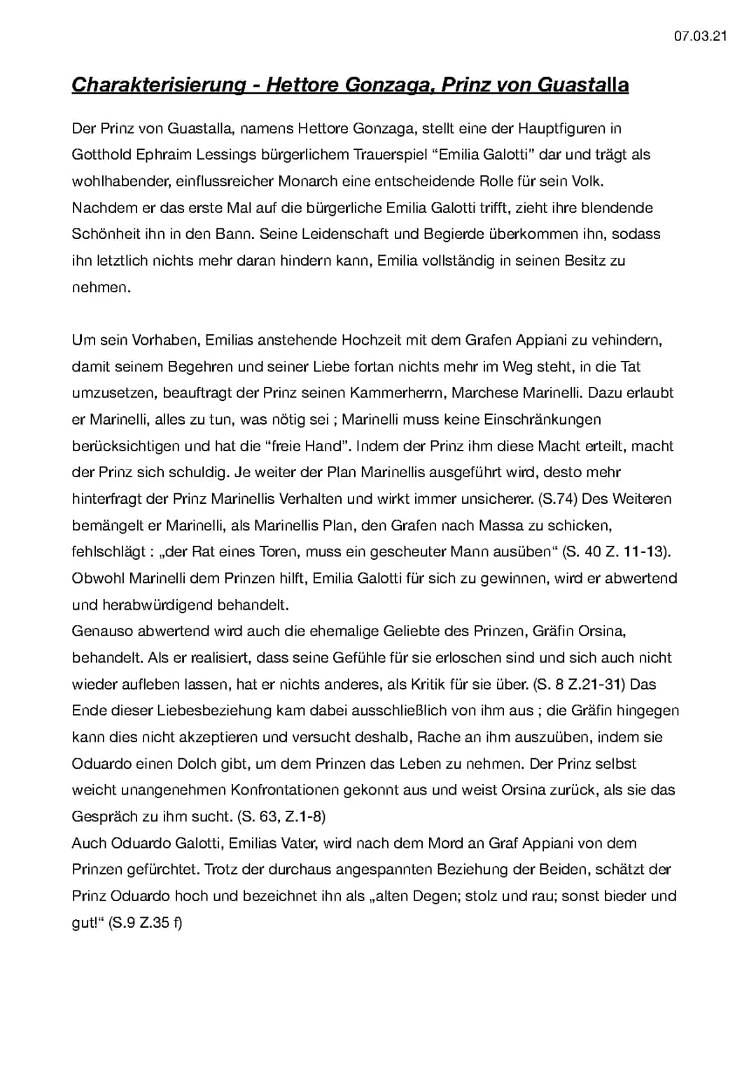 Charakterisierung - Hettore Gonzaga, Prinz von Guastalla
