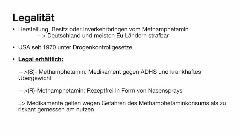 Methamphetamin
Panzerschokolade, Chrystal Meth, Glass, Speed oder Ice
Michelle und Johanna Gliederung
• Was ist Methamphetamin?
Herstellung
