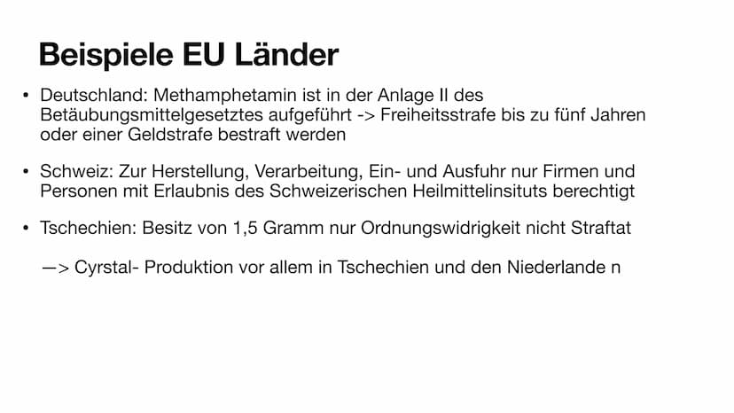 Methamphetamin
Panzerschokolade, Chrystal Meth, Glass, Speed oder Ice
Michelle und Johanna Gliederung
• Was ist Methamphetamin?
Herstellung
