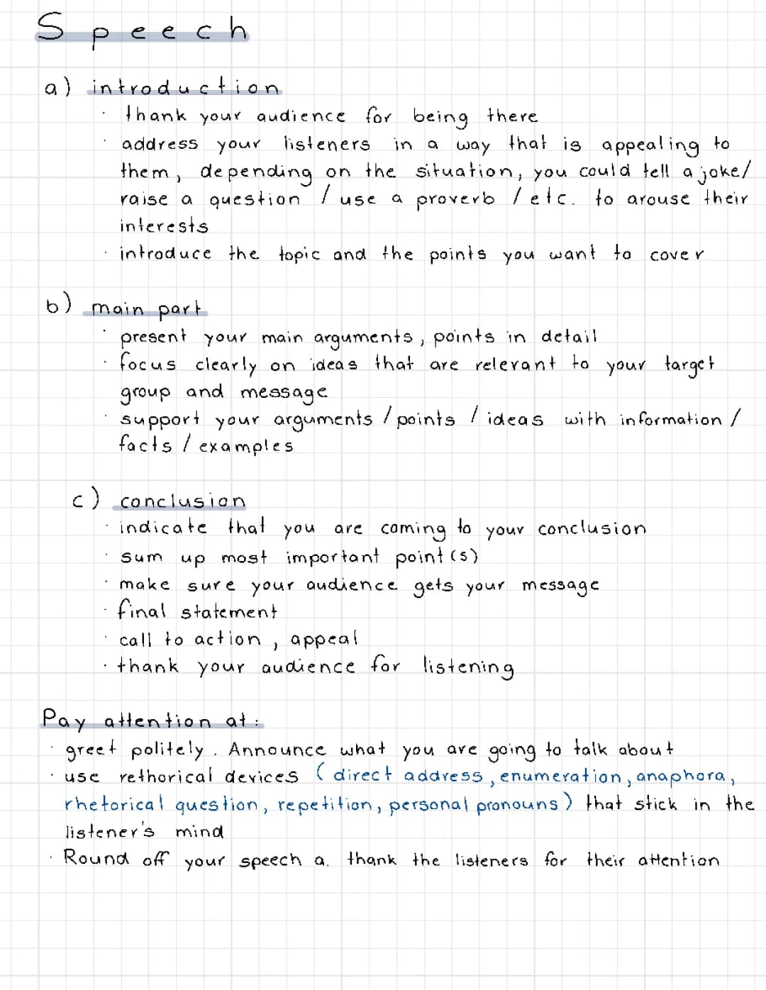 Analysing and writing a speech