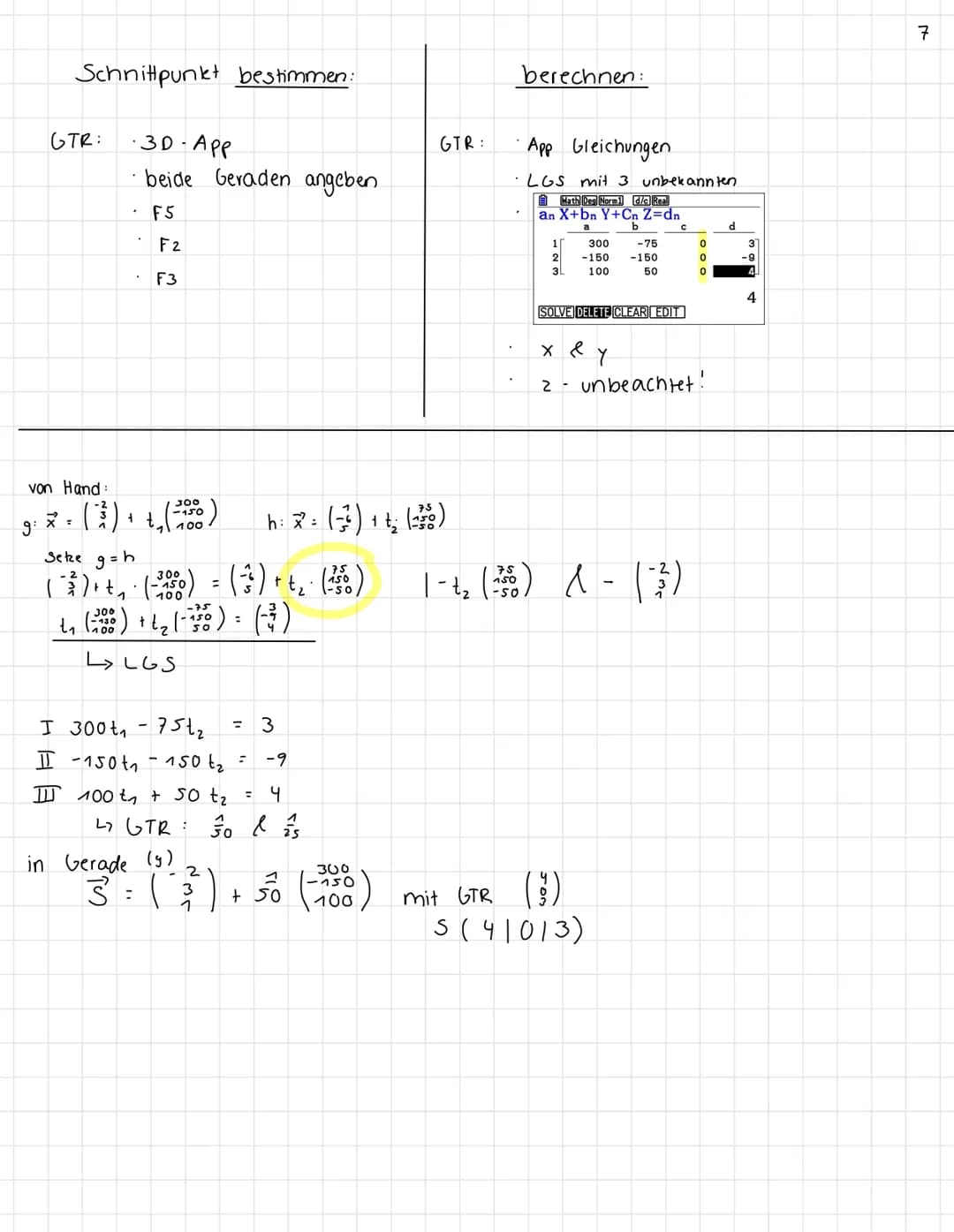 Parametergleichung einer Geraden
9: x² = P² + t ⋅ ²
Geradengleichung erstellen.
OB (3)
B | 1 | 1 | 3) ; D ( - 1 | 5 | 1)
60 = (3) - (1)
(3) 