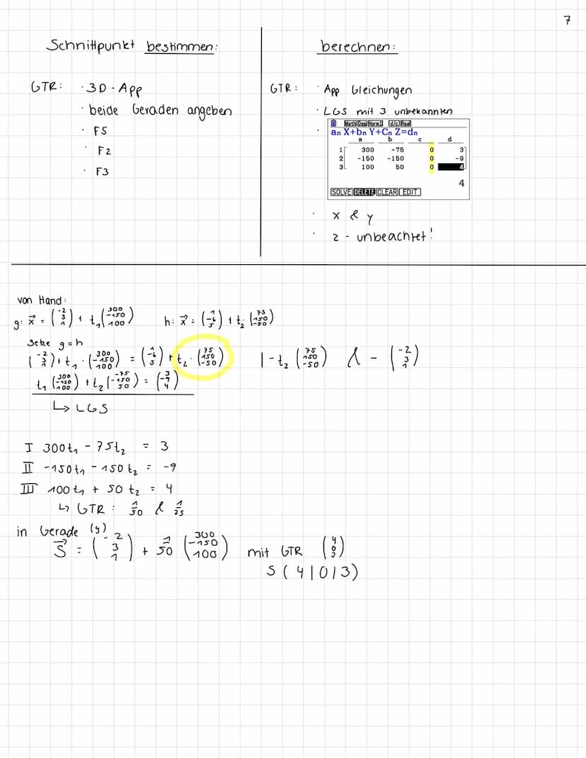 Parametergleichung einer Geraden
9: x² = P² + t ⋅ ²
Geradengleichung erstellen.
OB (3)
B | 1 | 1 | 3) ; D ( - 1 | 5 | 1)
60 = (3) - (1)
(3) 