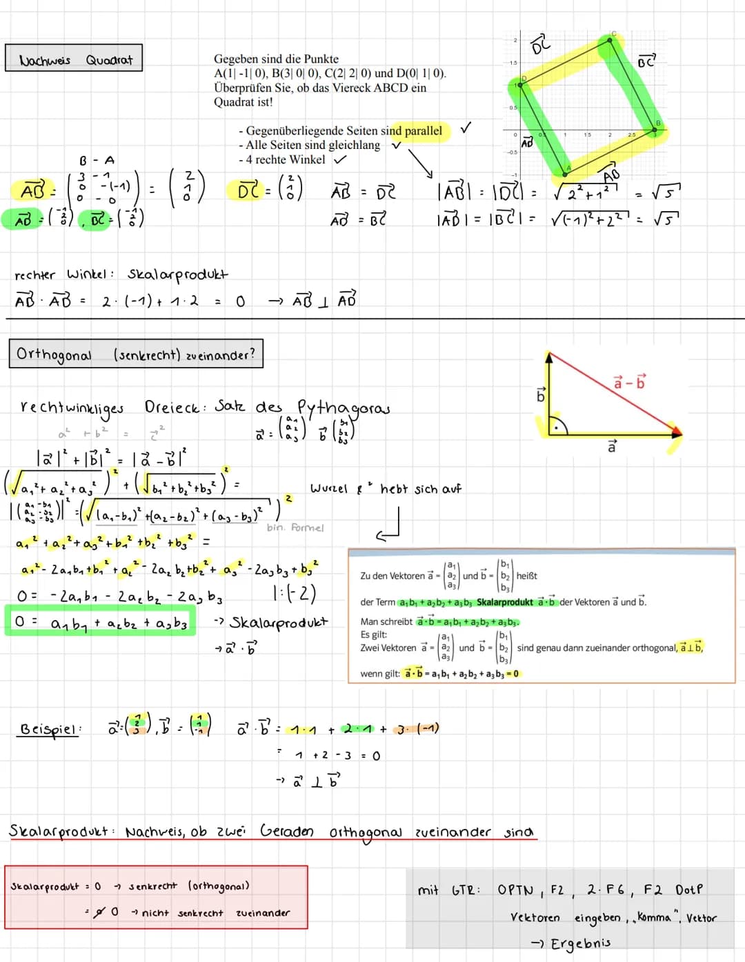 Parametergleichung einer Geraden
9: x² = P² + t ⋅ ²
Geradengleichung erstellen.
OB (3)
B | 1 | 1 | 3) ; D ( - 1 | 5 | 1)
60 = (3) - (1)
(3) 