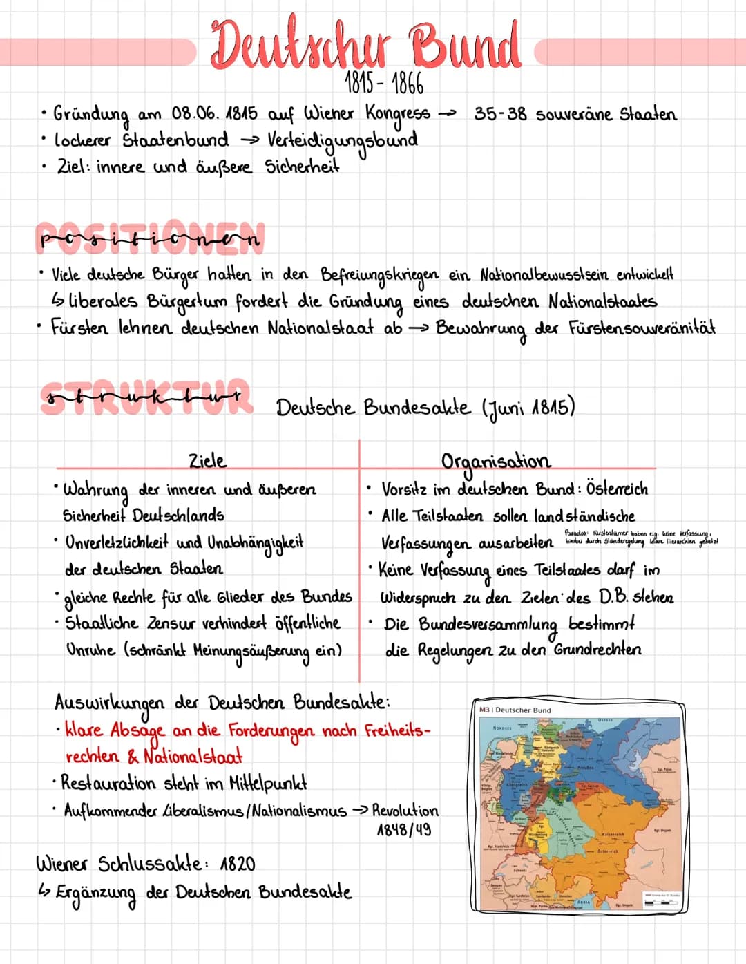 ●
1815-1866
•Gründung
am 08.06. 1815 auf Wiener Kongress
Lockerer Staatenbund → Verteidigungsbund
Ziel: innere und äußere Sicherheit
•
Deuts