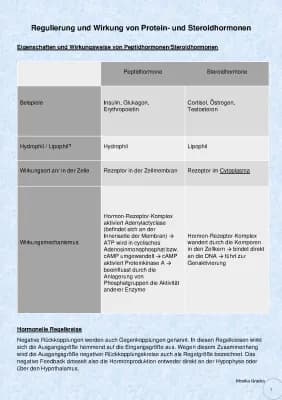 Know Regulierung und Wirkung von Protein- und Steroidhormonen+ Regelkreis (negative Rückkopplung) thumbnail