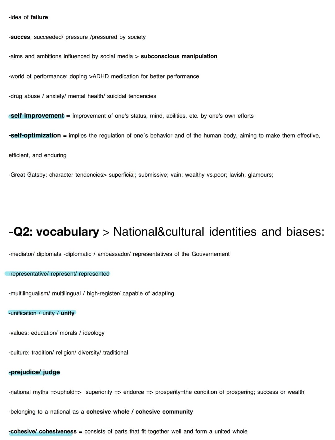 inhaltlich:
-Q1: vocabulary> individual vs. Society:
-sacrifice generation > younger generation > Generation Z
-solidarity /empathy=
-resili