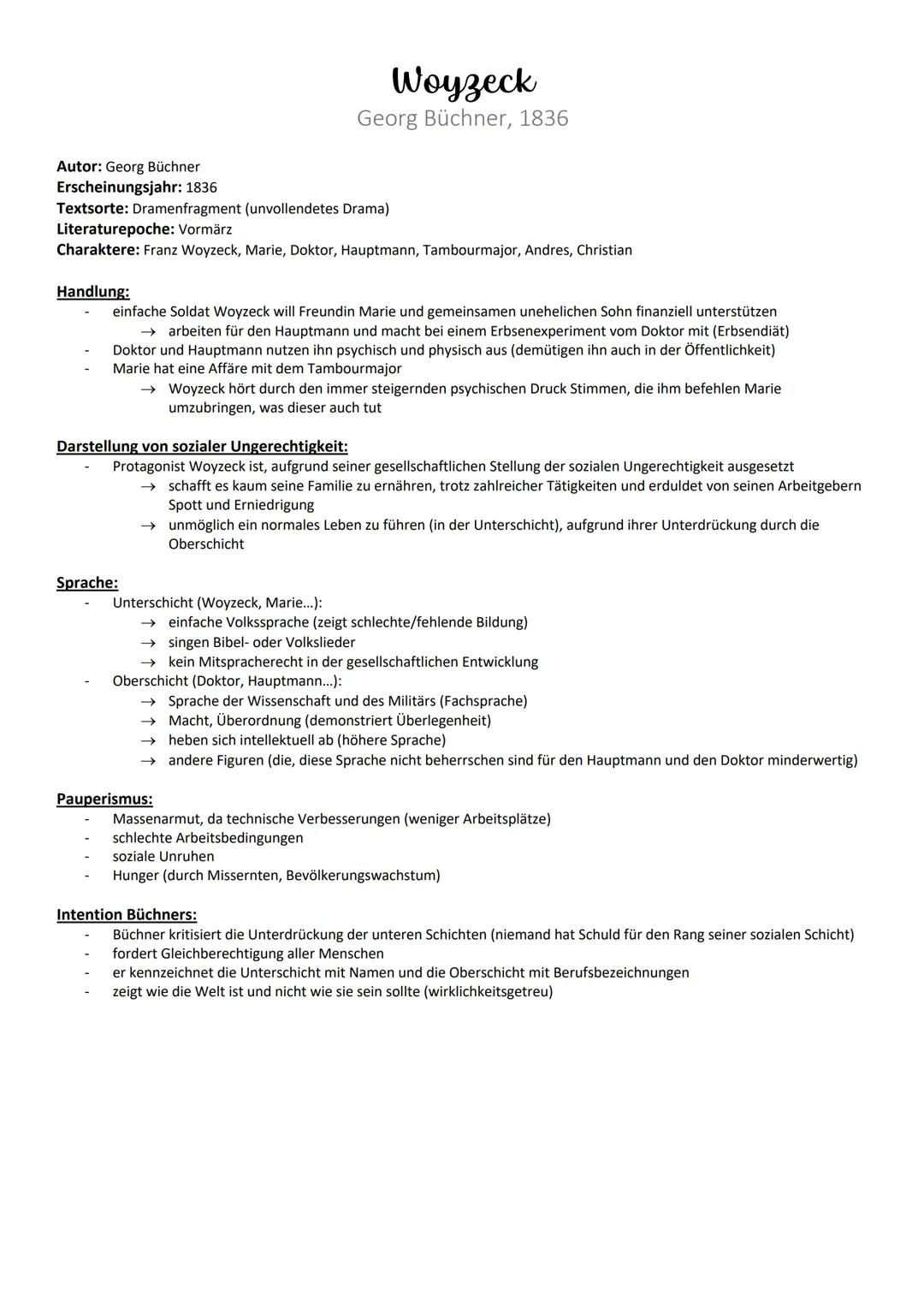 # Woyzeck
Georg Büchner, 1836

Autor: Georg Büchner

Erscheinungsjahr: 1836

Textsorte: Dramenfragment (unvollendetes Drama)

Literaturepoch