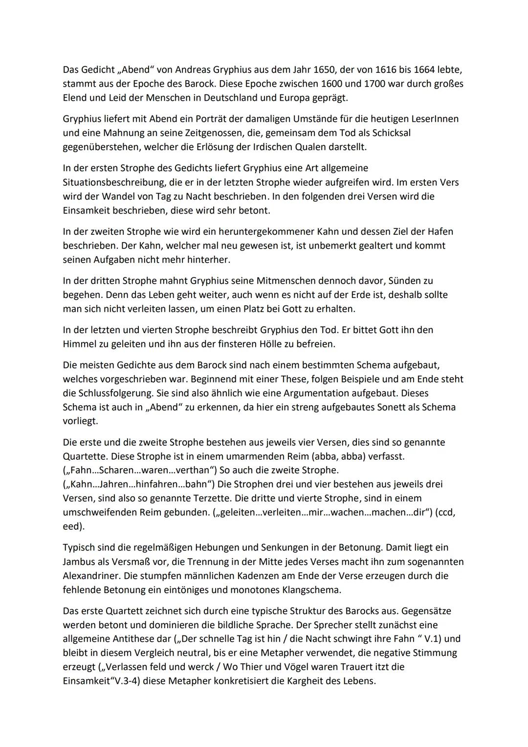 Deutsch
Abend
Der schnelle Tag ist hin / die Nacht schwingt ihre Fahn/
Und führt die Sternen auff. Der Menschen müde Scharen
Verlassen feld 