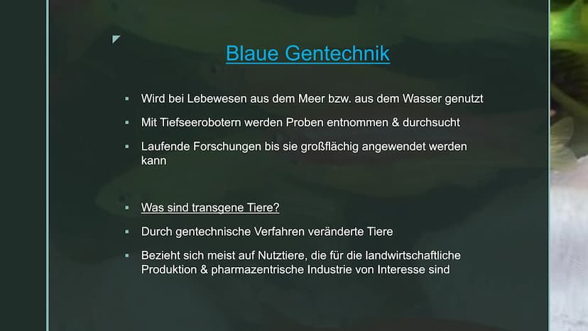 Gentechnik
Dürfen wir, was wir können?
D ■
■
■
Gliederung
Definition Gentechnik
Anwendungsbereiche & Beispiele
Genetische Grundoperationen
V