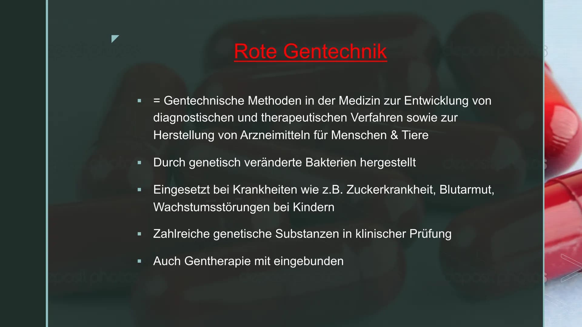Gentechnik
Dürfen wir, was wir können?
D ■
■
■
Gliederung
Definition Gentechnik
Anwendungsbereiche & Beispiele
Genetische Grundoperationen
V