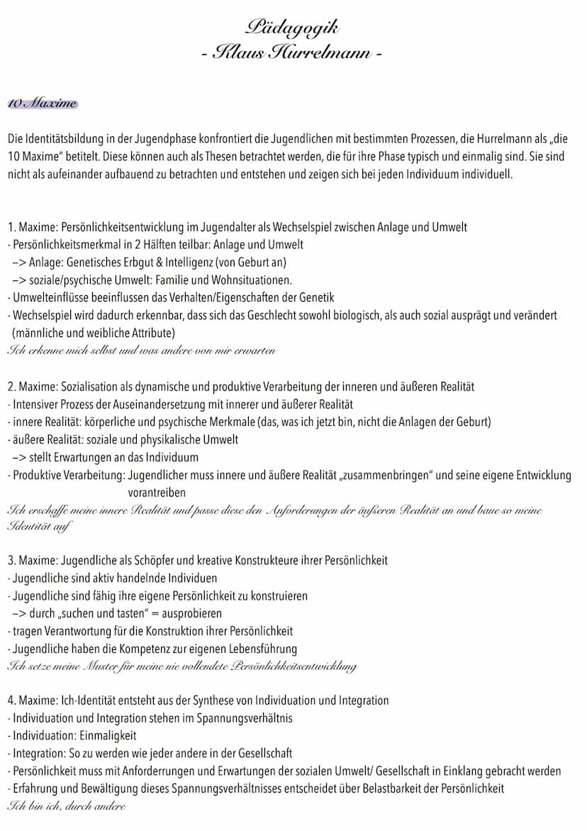 Pädagogik
- Klaus Hurrelmann -
Entwicklungsaufgaben im Jugendalter
Gesellschaftliche und kulturelle Erwartungen werden den Individuen von au
