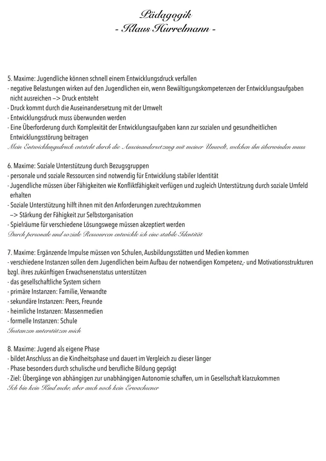 Pädagogik
- Klaus Hurrelmann -
Entwicklungsaufgaben im Jugendalter
Gesellschaftliche und kulturelle Erwartungen werden den Individuen von au
